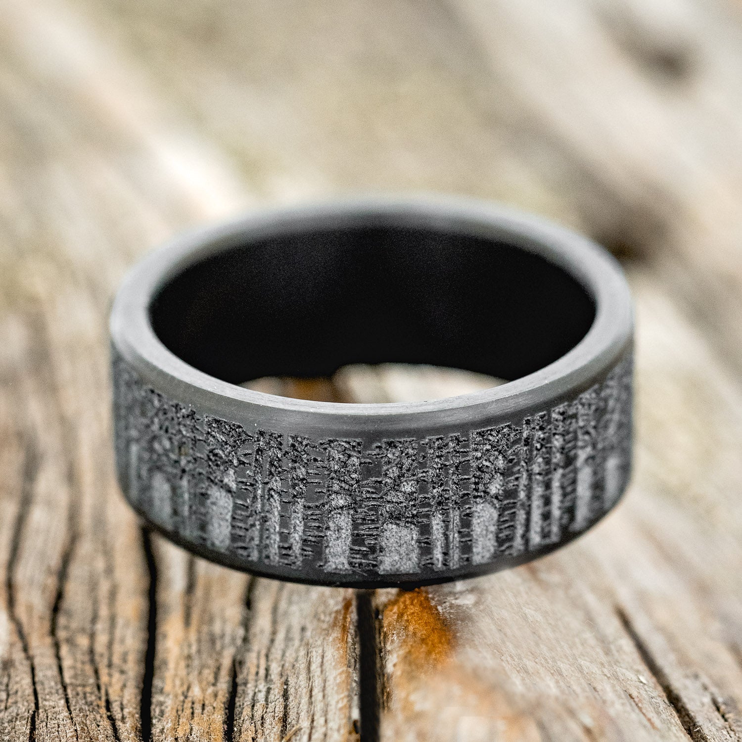 "ASPEN" - EMBOSSED ASPEN FOREST WEDDING BAND-6