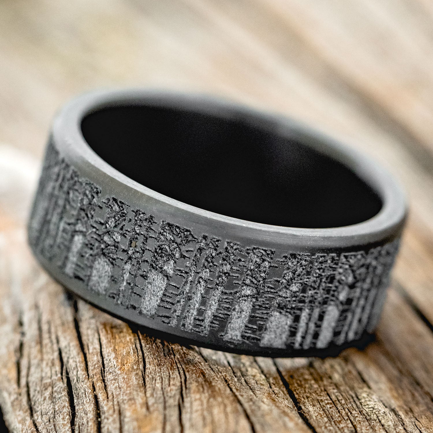 "ASPEN" - EMBOSSED ASPEN FOREST WEDDING BAND-5