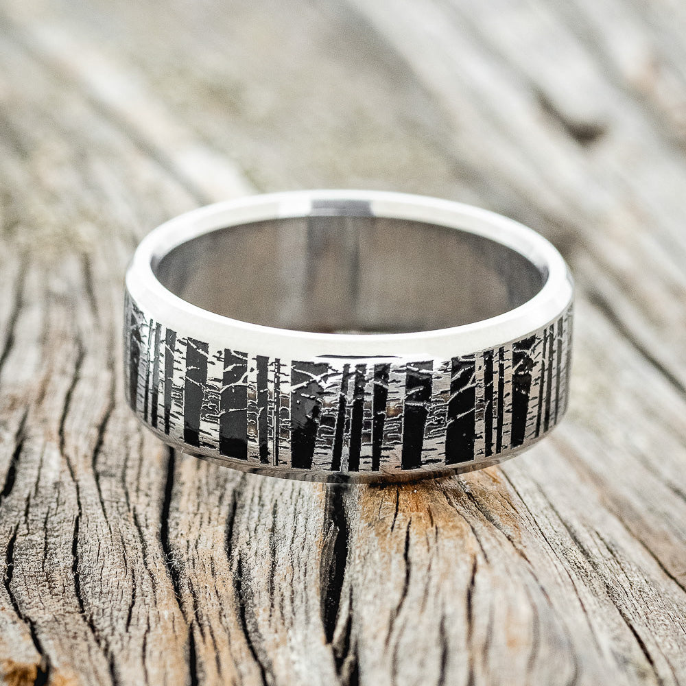 "ASPEN" - EMBOSSED ASPEN FOREST WEDDING BAND-3