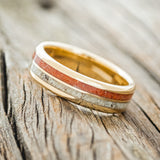 "DYAD" - ORANGE OPAL & ANTLER WEDDING RING FEATURING A 14K GOLD BAND-2