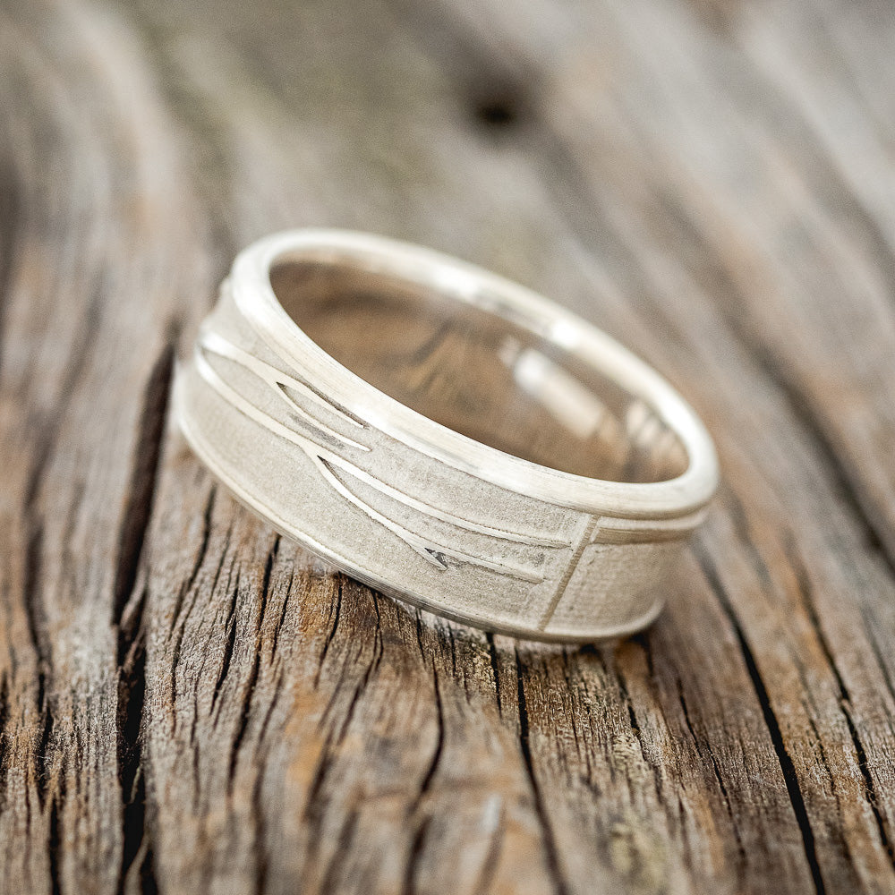 "LEGACY" - CHANNEL EMBOSSED BRANCHES WEDDING BAND-6