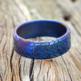 "ECHO" - FIRE TREATED TITANIUM CUSTOM EMBOSSED DRAGON SCALE WEDDING BAND-4