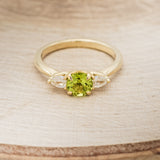 "PELE" - ROUND CUT PERIDOT ENGAGEMENT RING WITH DIAMOND ACCENTS-4