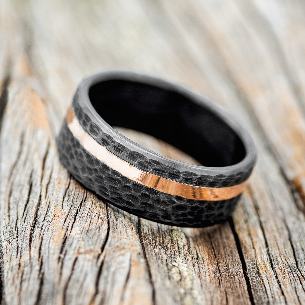 "VERTIGO" - 14K GOLD INLAY WEDDING RING-2