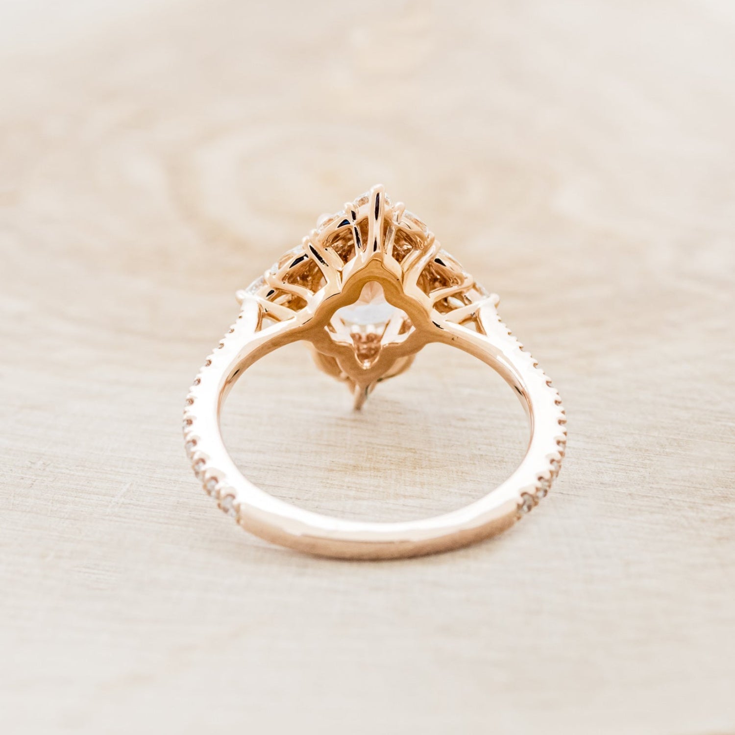 "NORTH STAR" - OVAL MORGANITE ENGAGEMENT RING WITH DIAMOND HALO & ACCENTS-12