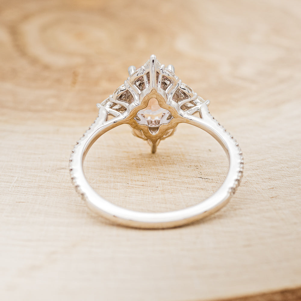 "NORTH STAR" - OVAL MORGANITE ENGAGEMENT RING WITH DIAMOND HALO & ACCENTS-6