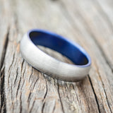 DOMED FIRE-TREATED TITANIUM WEDDING BAND WITH A BRUSHED FINISH