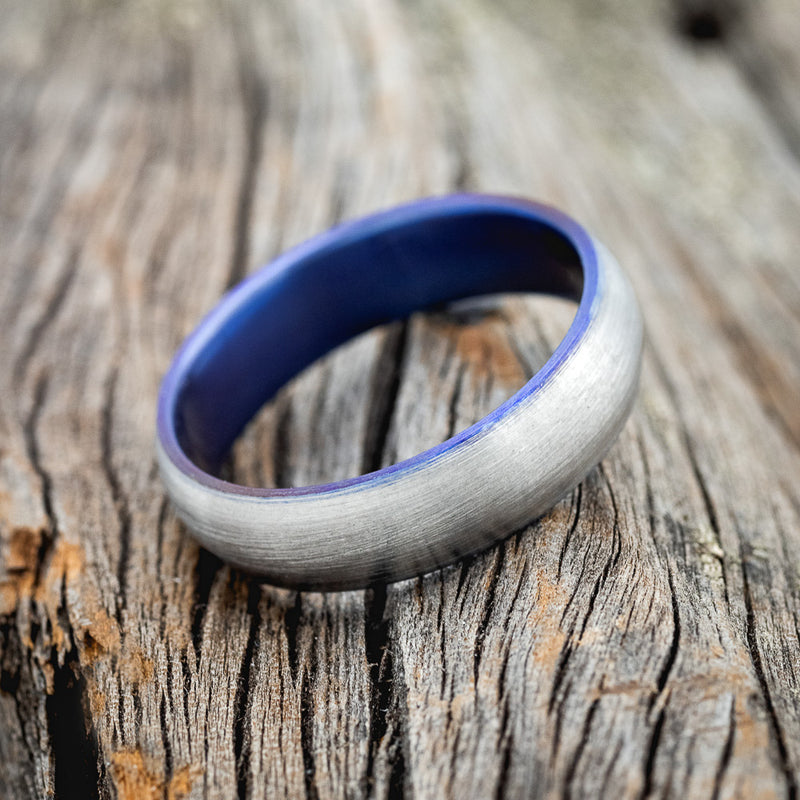 DOMED FIRE-TREATED TITANIUM WEDDING BAND WITH A BRUSHED FINISH - READY TO SHIP-3