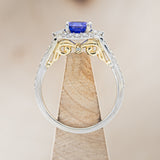 "OPHELIA" - OVAL LAB-GROWN SAPPHIRE ENGAGEMENT RING WITH DIAMOND ACCENTS-6