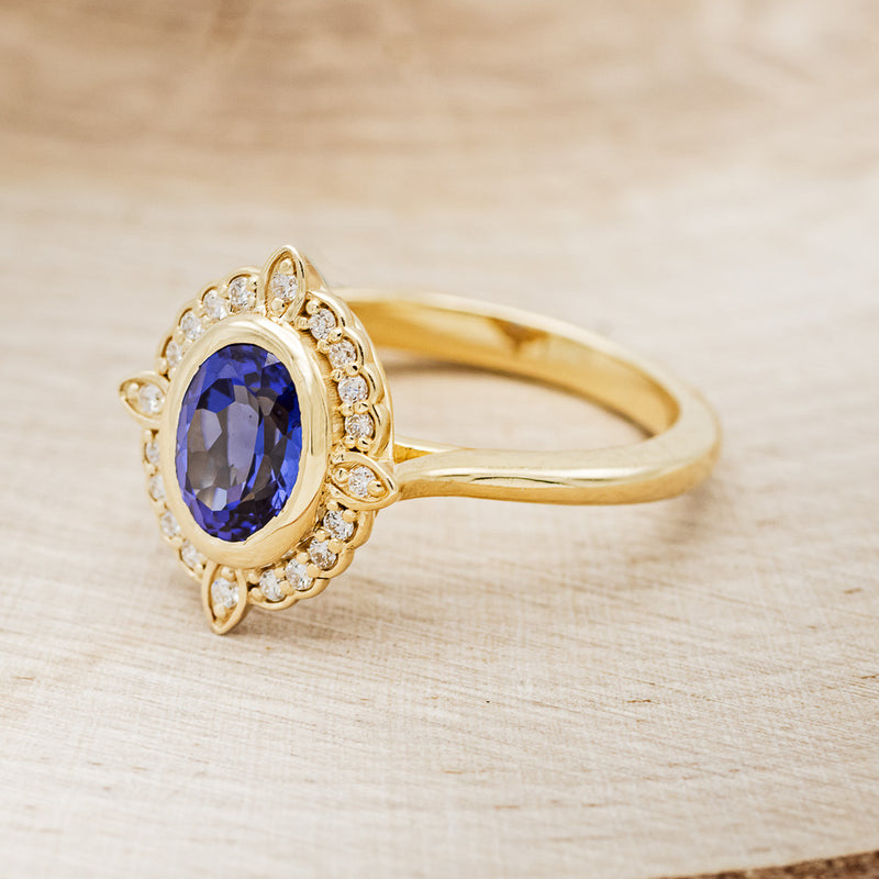 "LODESTAR" - OVAL LAB-GROWN SAPPHIRE ENGAGEMENT RING WITH DIAMOND ACCENTS-3