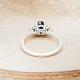 "GINA" - OVAL LAB-GROWN SAPPHIRE ENGAGEMENT RING WITH DIAMOND ACCENTS