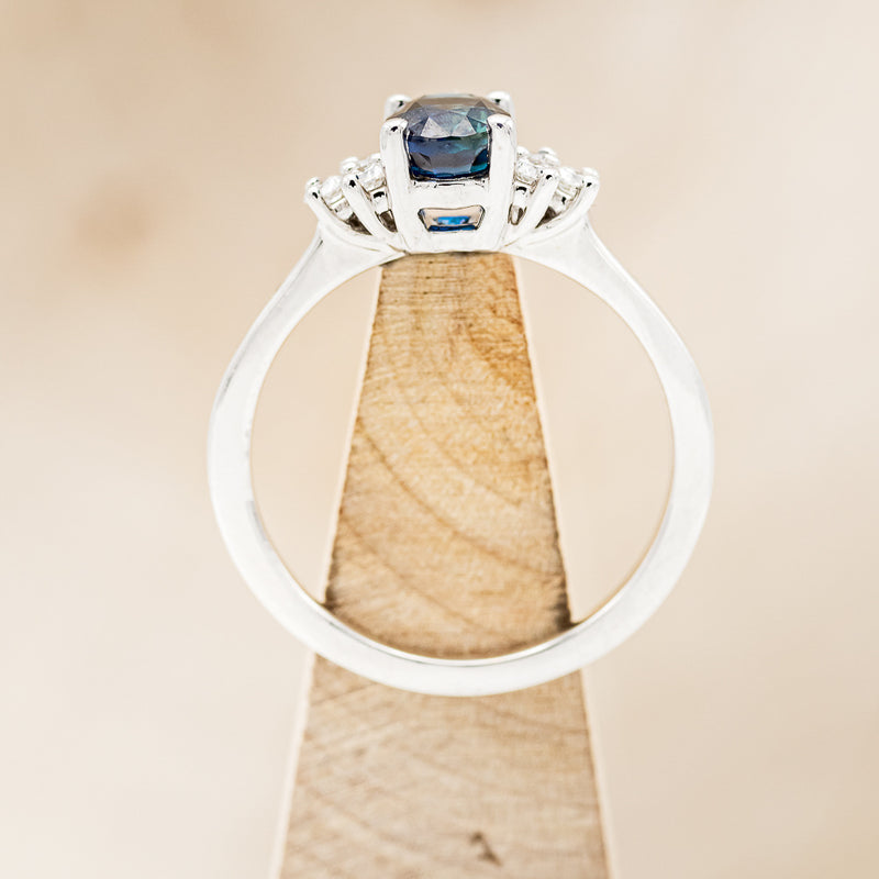 "GINA" - OVAL LAB-GROWN SAPPHIRE ENGAGEMENT RING WITH DIAMOND ACCENTS-5