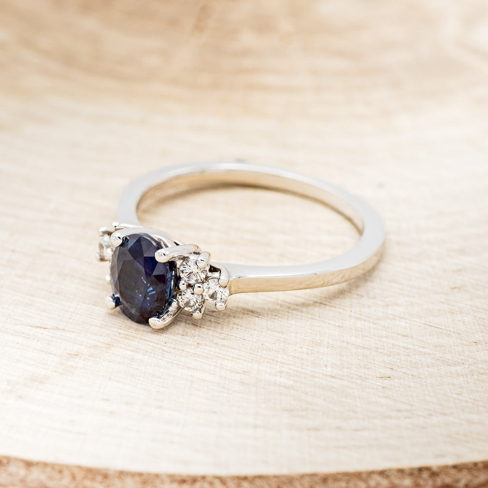 "GINA" - OVAL LAB-GROWN SAPPHIRE ENGAGEMENT RING WITH DIAMOND ACCENTS-3