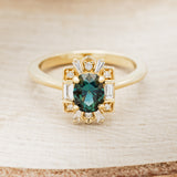 "CLEOPATRA" - OVAL MONTANA SAPPHIRE ENGAGEMENT RING WITH DIAMOND ACCENTS