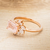 "AURAE" - EMERALD CUT ROSE QUARTZ ENGAGEMENT RING WITH DIAMOND ACCENTS