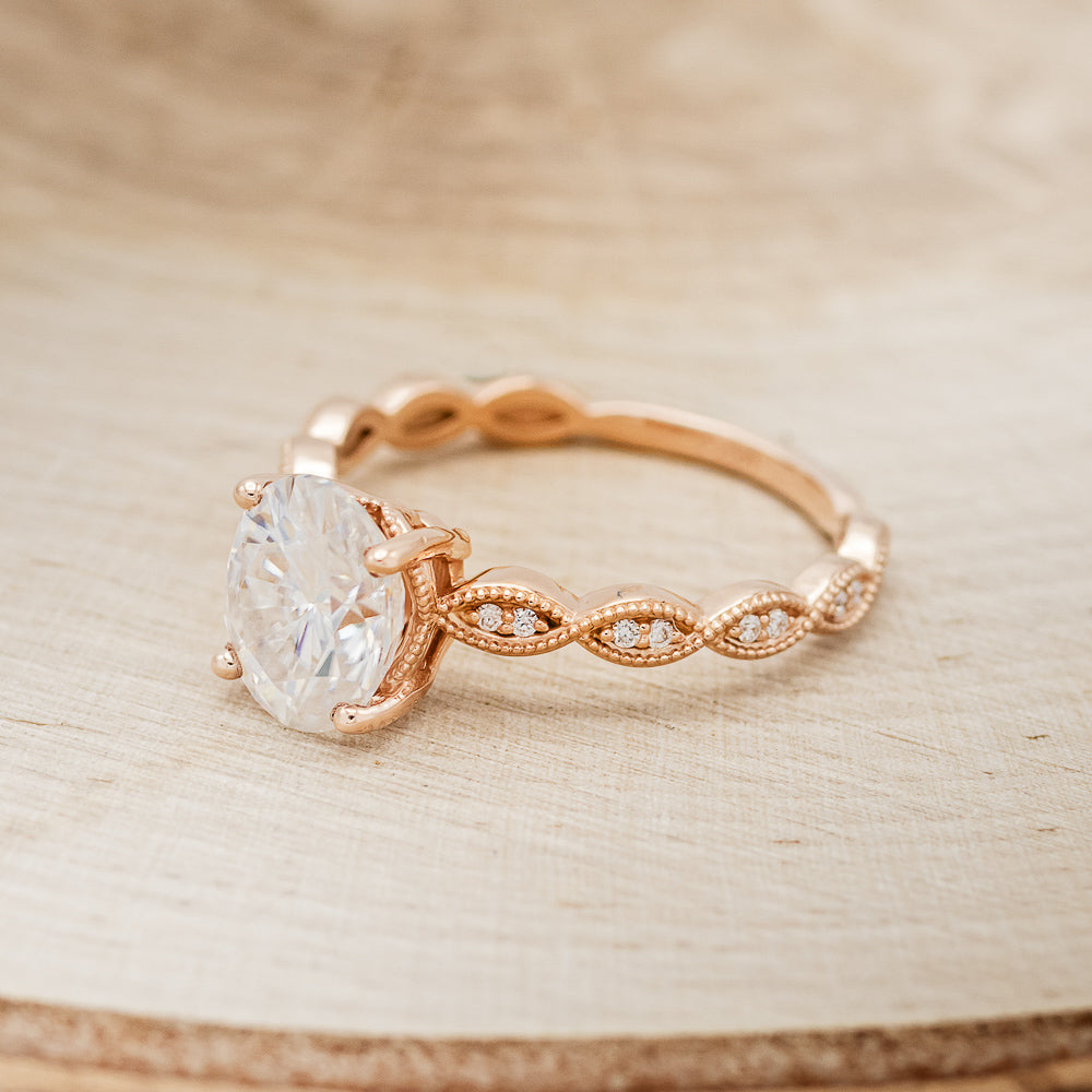 "NOUR" - OVAL MOISSANITE ENGAGEMENT RING WITH DIAMOND ACCENTS-3