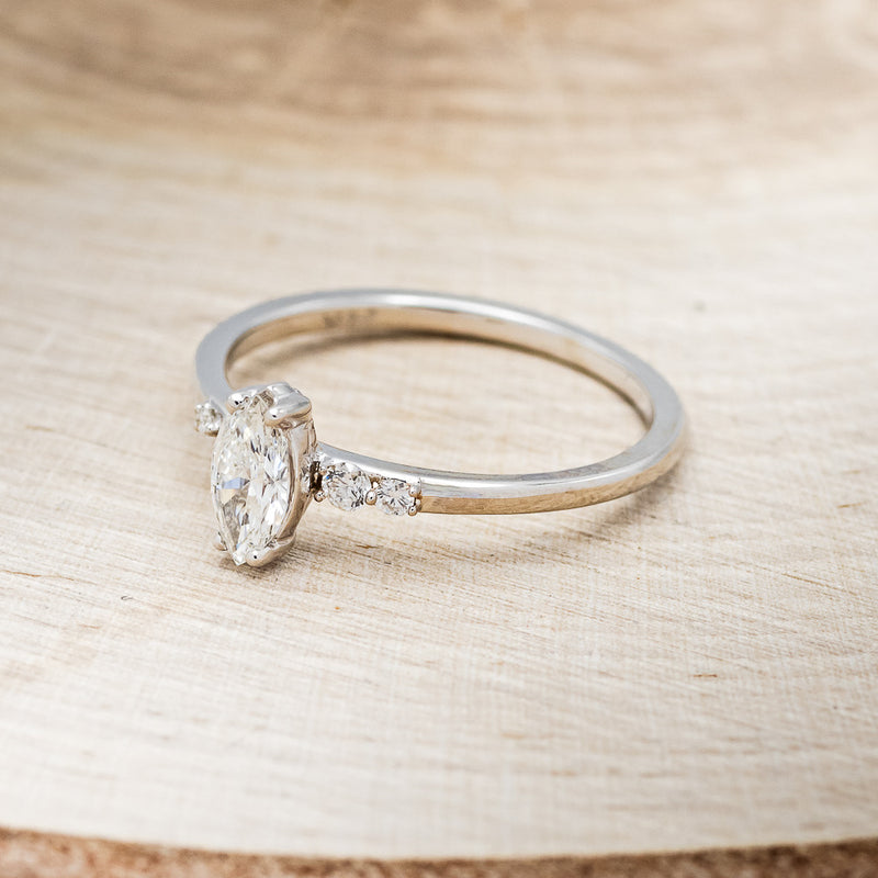 "JULIE" - MARQUISE MOISSANITE ENGAGEMENT RING WITH DIAMOND ACCENTS-3