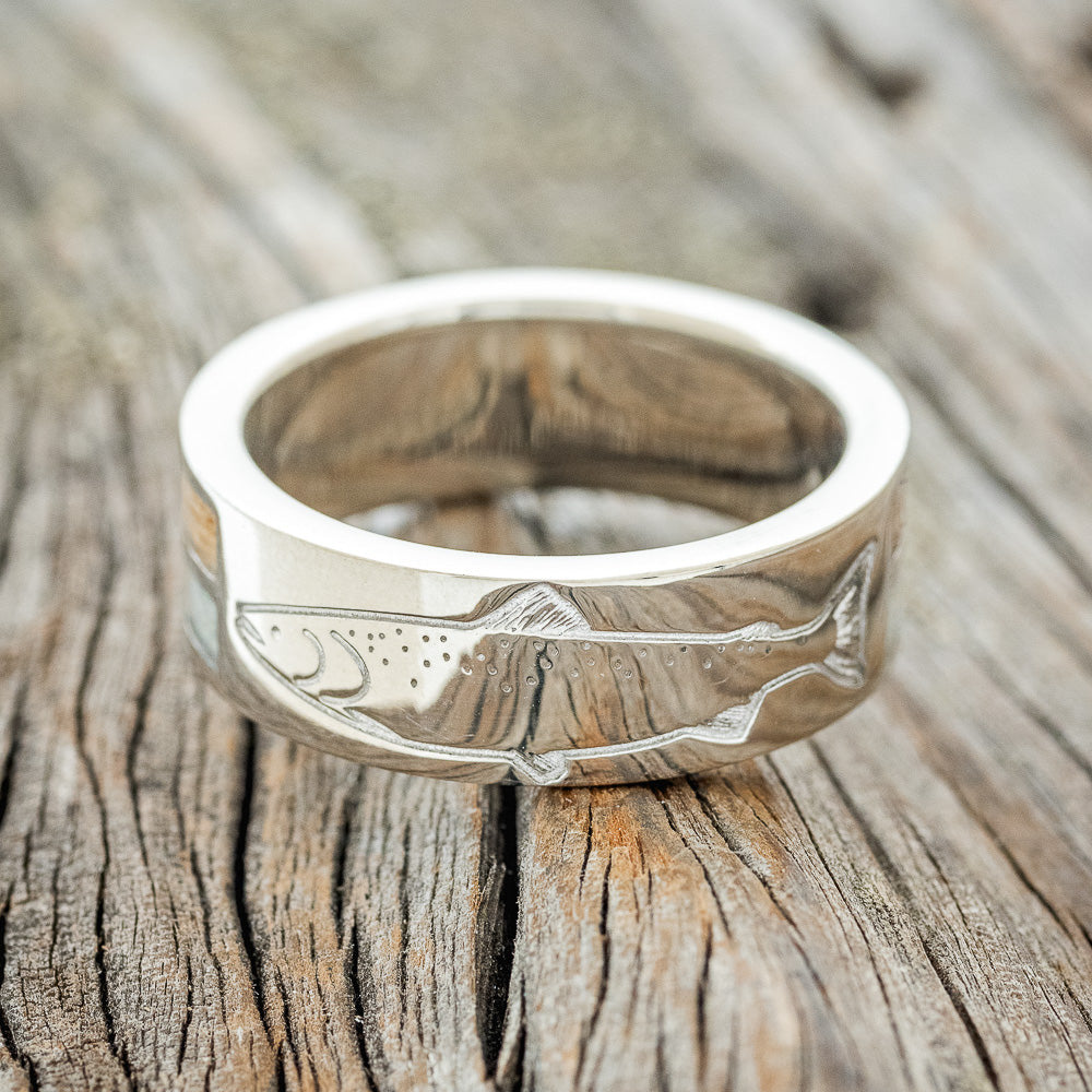 "MAVERICK" - ENGRAVED WEDDING BAND WITH CUSTOM INLAYS-4