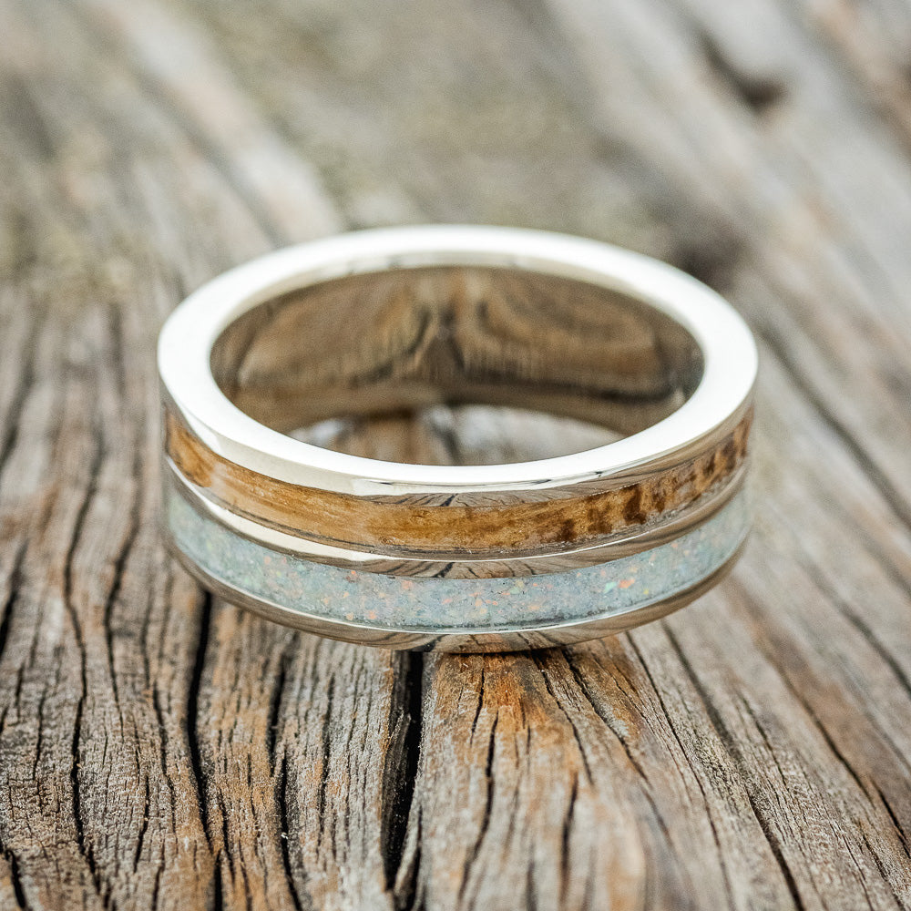 "MAVERICK" - ENGRAVED WEDDING BAND WITH CUSTOM INLAYS-5
