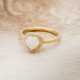 "AMIA" - HEART-SHAPED OPAL ENGAGEMENT RING WITH DIAMOND HALO