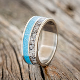 "DYAD" - TURQUOISE & ANTLER WEDDING BAND - READY TO SHIP-1