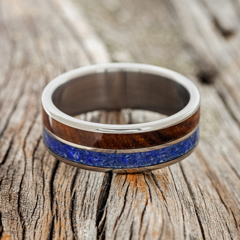 MATCHING SET OF LAPIS LAZULI & IRONWOOD WEDDING BANDS-6