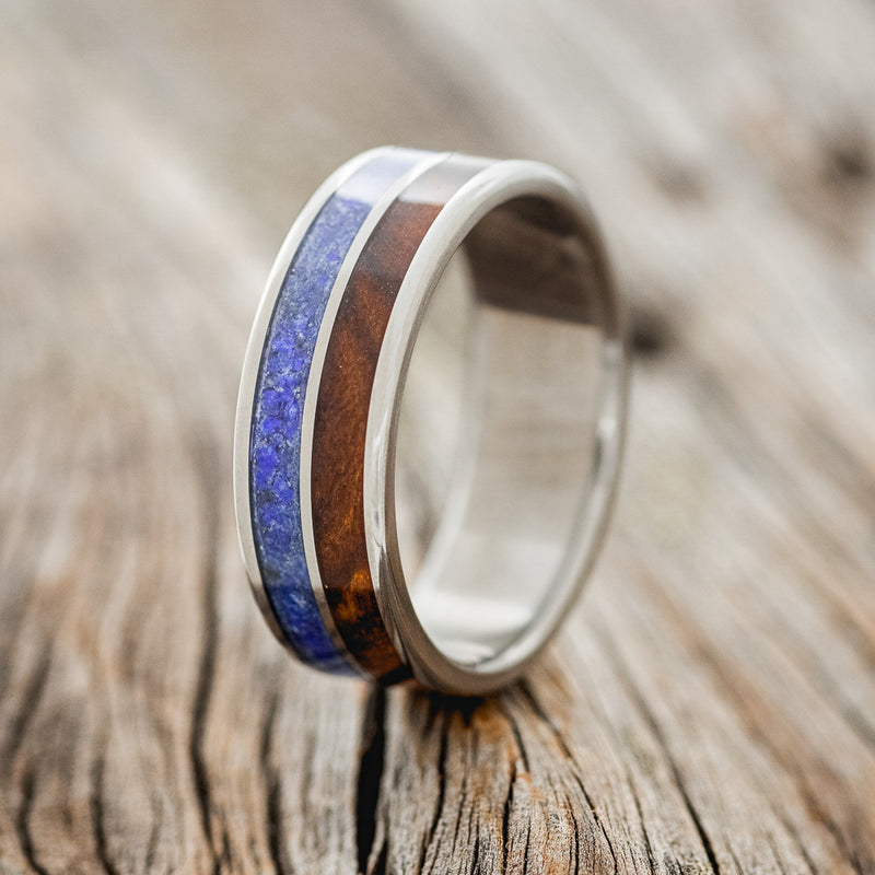 MATCHING SET OF LAPIS LAZULI & IRONWOOD WEDDING BANDS-2