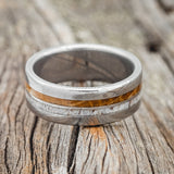 "SILAS" - WHISKEY BARREL OAK & ANTLER WEDDING BAND - READY TO SHIP-3