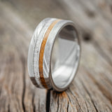 "SILAS" - WHISKEY BARREL OAK & ANTLER WEDDING BAND - READY TO SHIP-1