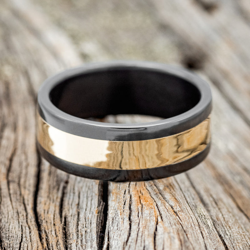 "KALDER" - 14K GOLD INLAY WEDDING RING-3