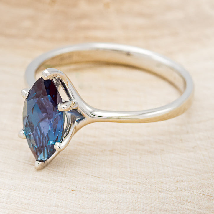 "TULIP" - MARQUISE LAB-GROWN ALEXANDRITE SOLITAIRE ENGAGEMENT RING-3