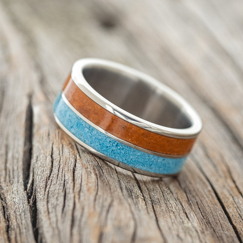 "DYAD" - TERRACOTTA & TURQUOISE WEDDING BAND - READY TO SHIP