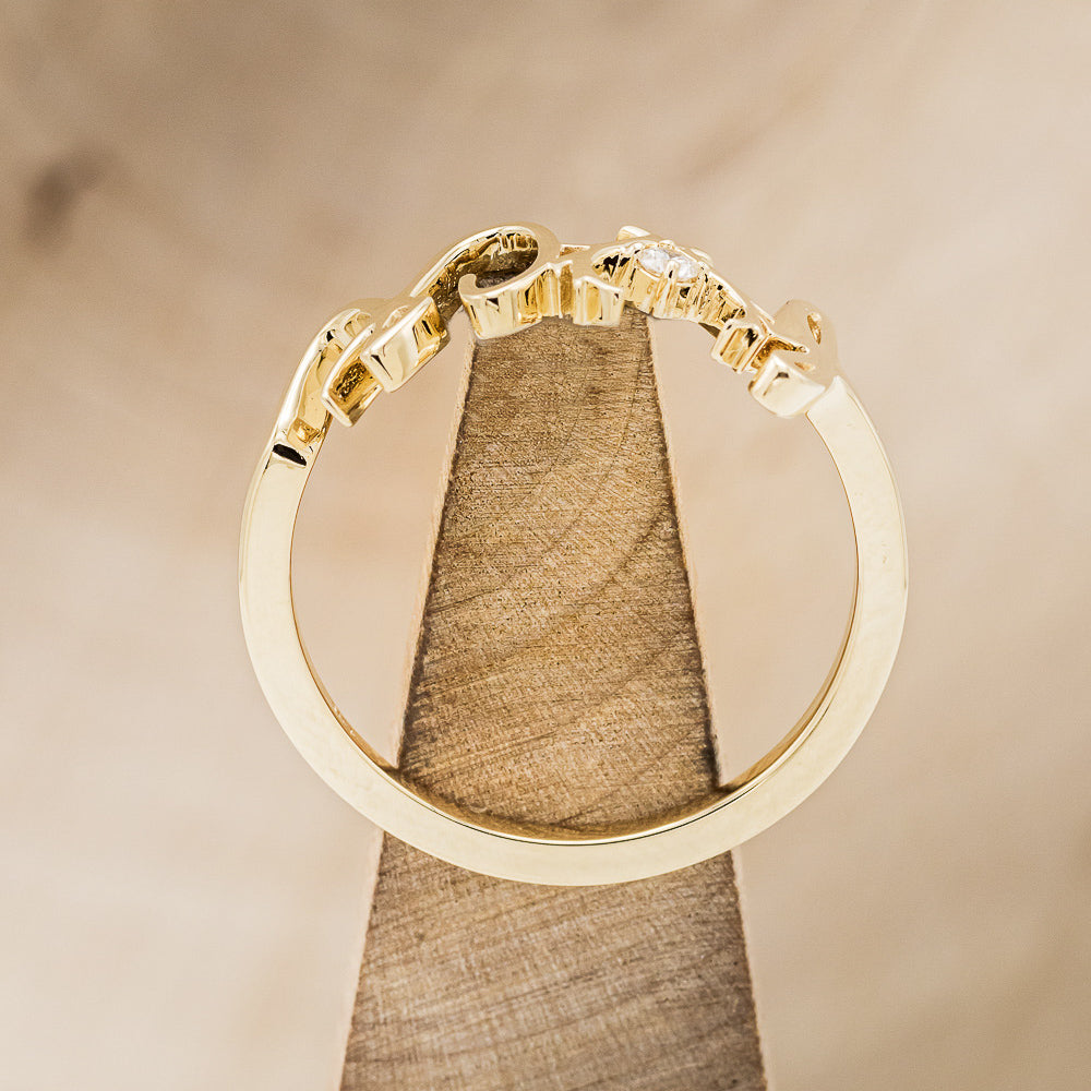 "EFFIE" - SCRIPT STYLE BREAST CANCER AWARENESS RING WITH A SINGLE DIAMOND ACCENT-6