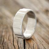 "DALLAS" - SOLID METAL WEDDING BAND WITH FLUTED FINISH - TITANIUM - SIZE 11
