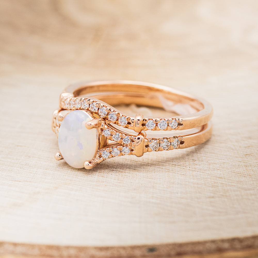 "EVLIN" - OVAL OPAL ENGAGEMENT RING WITH DIAMOND ACCENTS & TRACER-3