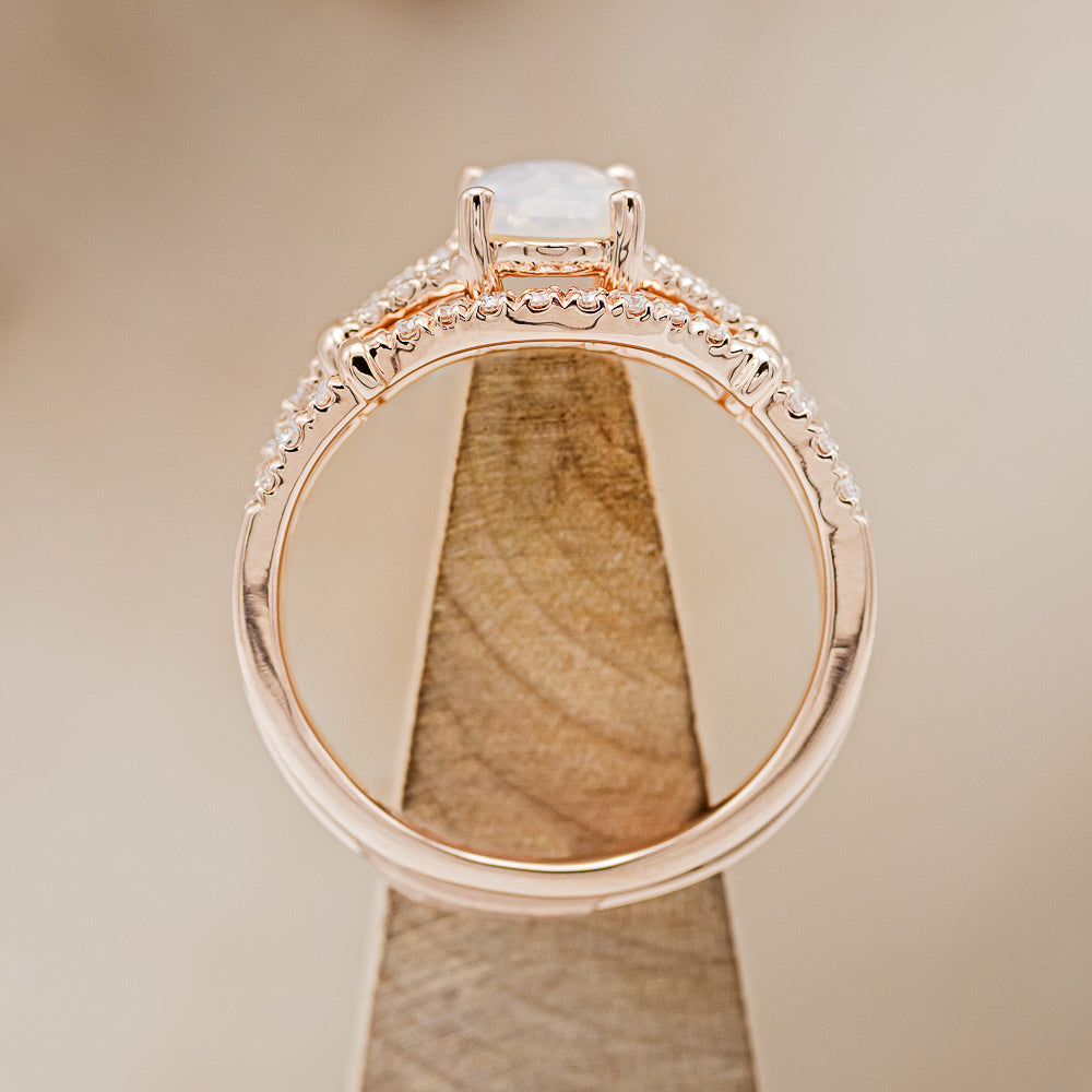 "EVLIN" - OVAL OPAL ENGAGEMENT RING WITH DIAMOND ACCENTS & TRACER-11