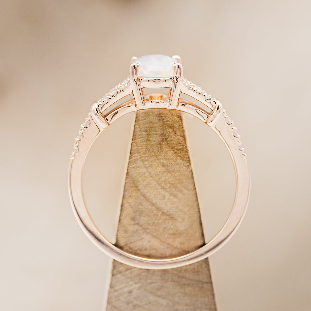 "EVLIN" - OVAL OPAL ENGAGEMENT RING WITH DIAMOND ACCENTS & TRACER-13