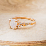 "EVLIN" - OVAL OPAL ENGAGEMENT RING WITH DIAMOND ACCENTS & TRACER