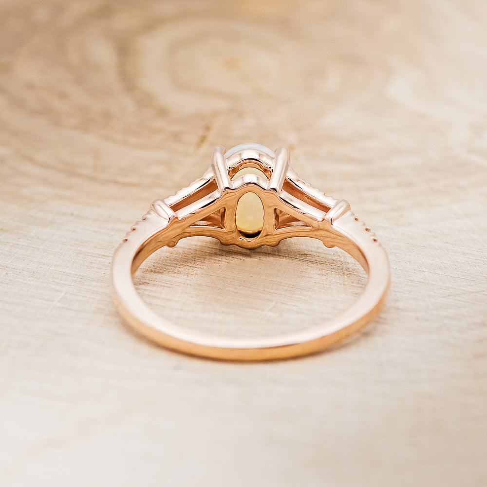 "EVLIN" - OVAL OPAL ENGAGEMENT RING WITH DIAMOND ACCENTS & TRACER-12