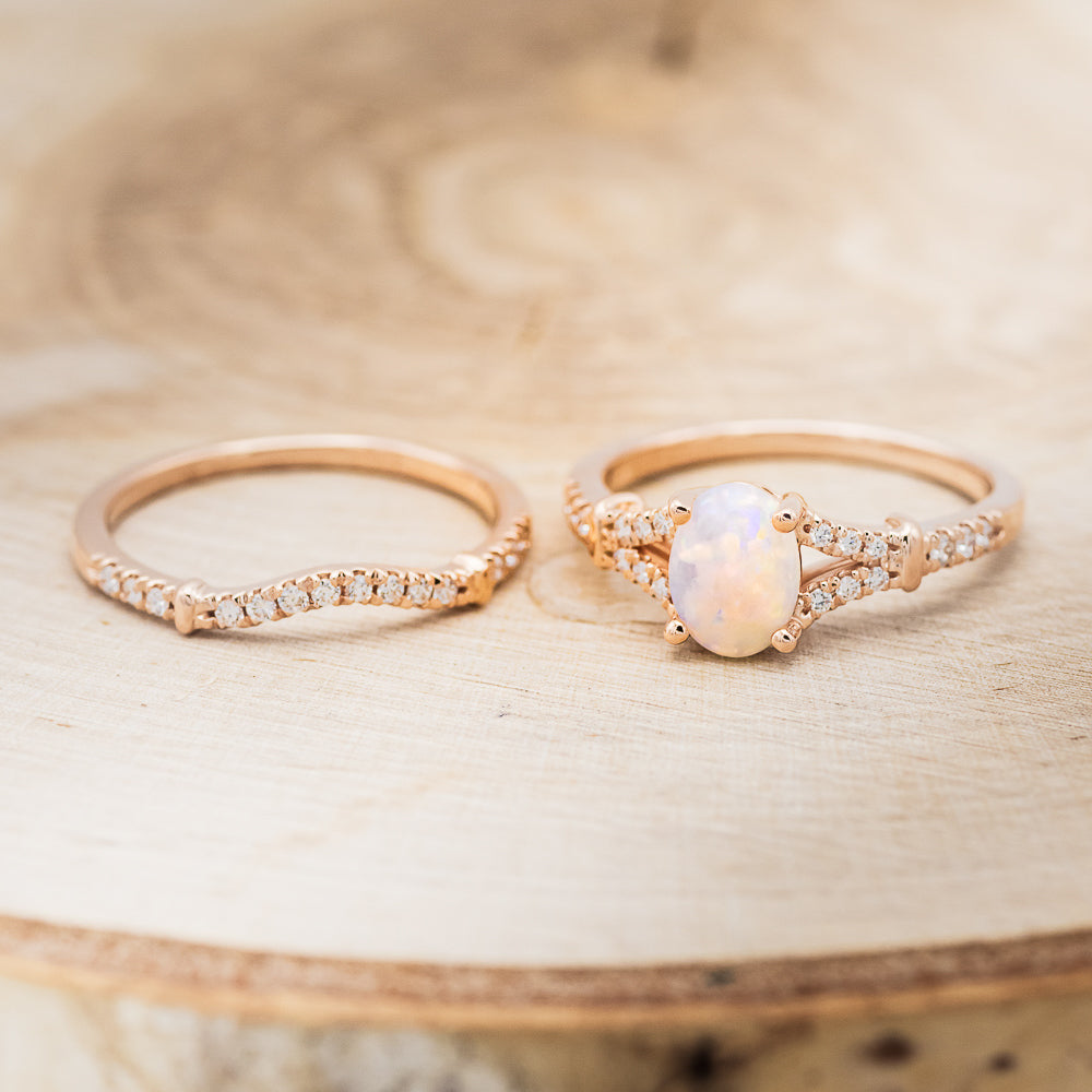 "EVLIN" - OVAL OPAL ENGAGEMENT RING WITH DIAMOND ACCENTS & TRACER-6