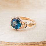 "LUCY IN THE SKY" - ROUND CUT LAB-GROWN ALEXANDRITE ENGAGEMENT RING WITH DIAMOND ACCENTS & FIRE AND ICE OPAL INLAYS