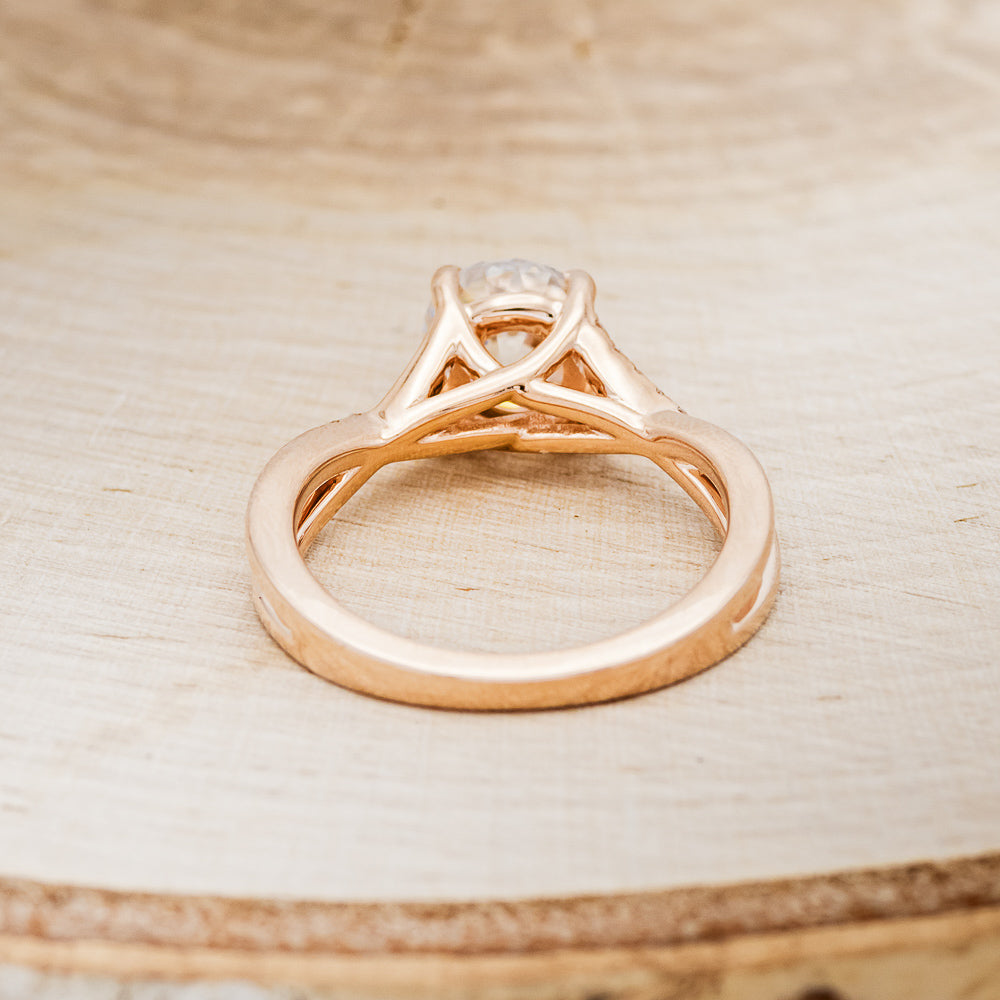 "ROSLYN" - ROUND CUT MOISSANITE ENGAGEMENT RING WITH DIAMOND ACCENTS-5