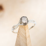 "ROSLYN" - OVAL SALT & PEPPER DIAMOND ENGAGEMENT RING WITH DIAMOND ACCENTS