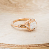 "EILEEN" - PRINCESS CUT MOISSANITE ENGAGEMENT RING WITH DIAMOND ACCENTS & TRACER