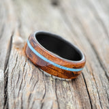 "REMMY" - REDWOOD & TURQUOISE WEDDING BAND-5