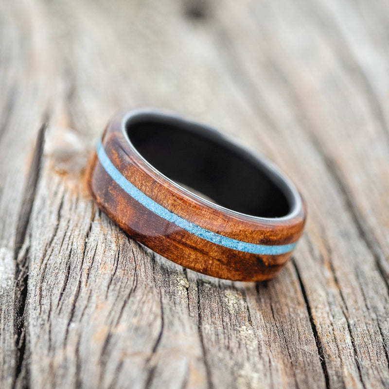 "REMMY" - REDWOOD & TURQUOISE WEDDING BAND - READY TO SHIP-5