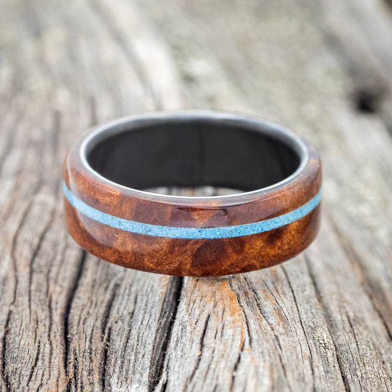 "REMMY" - REDWOOD & TURQUOISE WEDDING BAND - READY TO SHIP-7