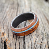 "REMMY" - REDWOOD & TURQUOISE WEDDING BAND - READY TO SHIP-6