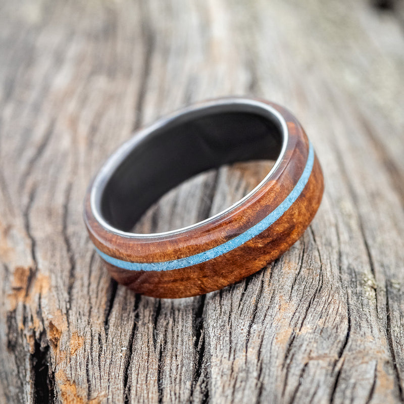 "REMMY" - REDWOOD & TURQUOISE WEDDING BAND-6