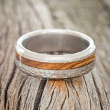 "VERTIGO" - HAMMERED OLIVE WOOD WEDDING BAND - READY TO SHIP-3